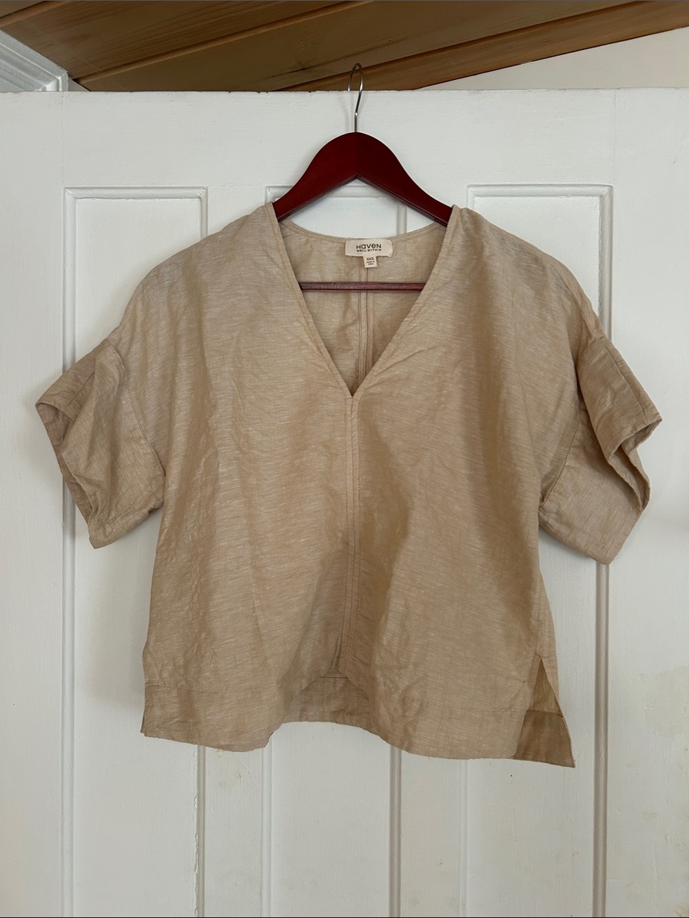 Haven tan linen top XXS
